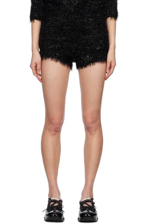 Simone Rocha Short noir en tricot à fils métalliques