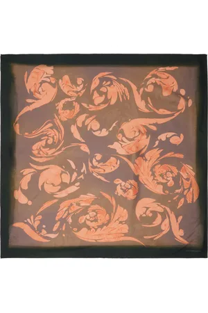 DRIES VAN NOTEN Foulard noir et rose en soie à motif graphique imprimé