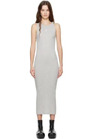 J.W.Anderson Robe midi gris à logo et à bretelle torsadée