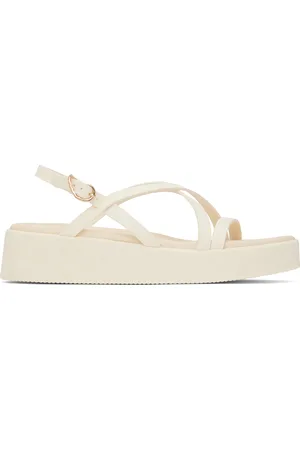 Ancient Greek Sandals Sandales Silia blanc cassé