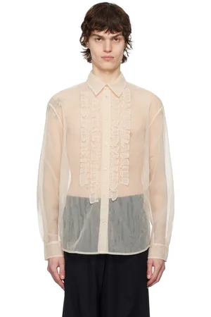 Simone Rocha Chemise Prom rose en tulle transparent à garniture à volants