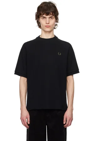 Fred Perry T-shirt noir en jersey côtelé à manches raglan