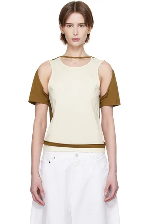ECKHAUS LATTA T-shirt Hugging blanc cassé et brun