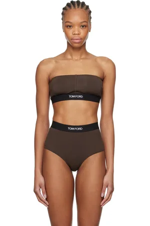 Tom Ford Soutien-gorge de style bandeau brun en modal à logo