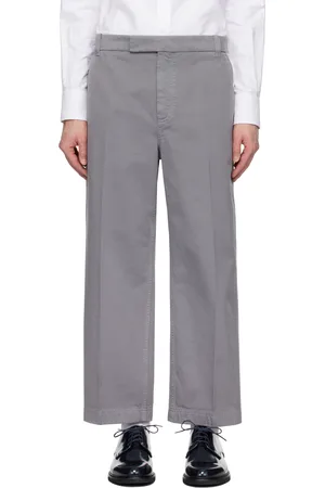 Thom Browne Pantalon utilitaire gris en sergé de coton