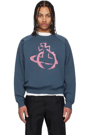 Vivienne Westwood Pull molletonné bleu à manches raglan et à orbe modifiée