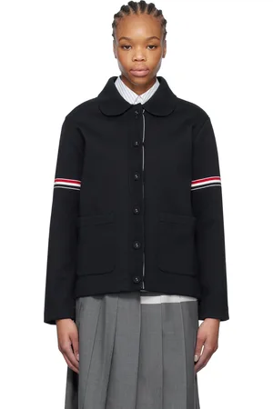 Thom Browne Blouson de travail bleu marine en jersey bouclette de coton