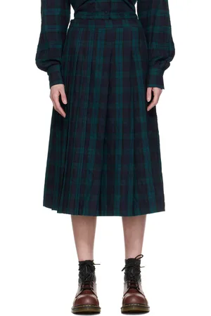 YMC Jupe midi Rosetta bleu marine et vert