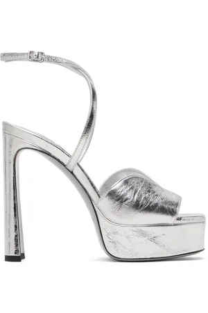 Jimmy Choo Sandales à talon bottier Karli 125 argentées à plateforme