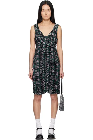 Anna Sui Robe midi Rosetti noire en filet à effet ruché