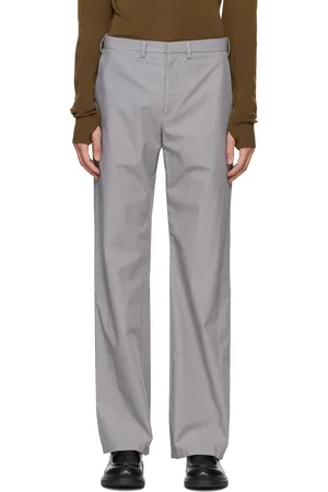 RIER Pantalon gris en popeline cirée