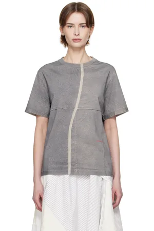 ECKHAUS LATTA T-shirt gris à coutures visibles