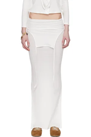 ECKHAUS LATTA Jupe midi blanche à panneau replié