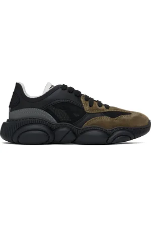 Moschino Baskets noir et kaki à semelle en forme d