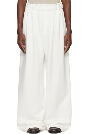 DRIES VAN NOTEN Pantalon de survêtement blanc cassé à plis