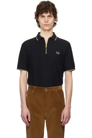 Fred Perry Polo noir piqué de fil crêpe