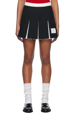 Thom Browne Minijupe bleu marine en tissu antidéchirures à plis ronds