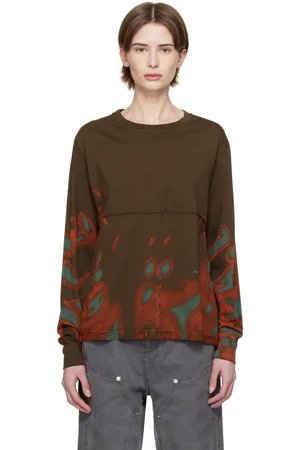 ECKHAUS LATTA T-shirt à manches longues brun à coutures visibles