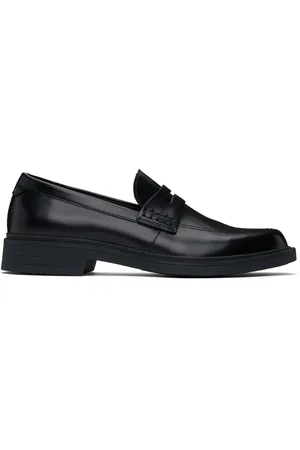HUGO BOSS Flâneurs à plastron noirs en cuir