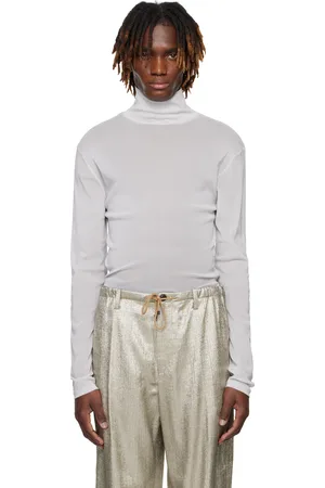 DRIES VAN NOTEN Col roulé gris en filet