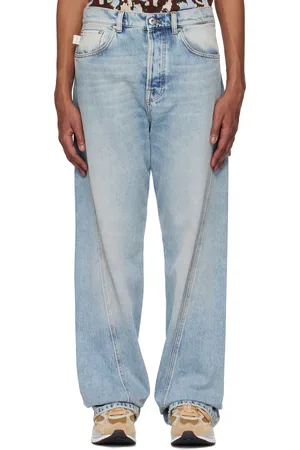 Lanvin Jean droit bleu à coutures extérieures torsadées