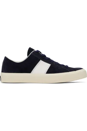 Tom Ford Baskets Cambridge bleu marine en suède
