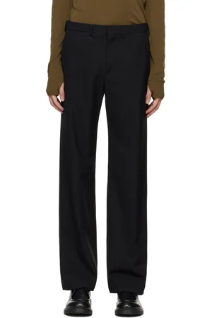 RIER Pantalon noir en popeline de laine