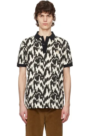 Fred Perry Polo noir et beige à imprimé animalier
