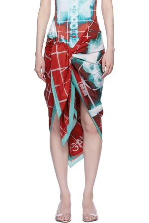 Jean Paul Gaultier Jupe cache-maillot rouge et bleu à imprimé Squeletor