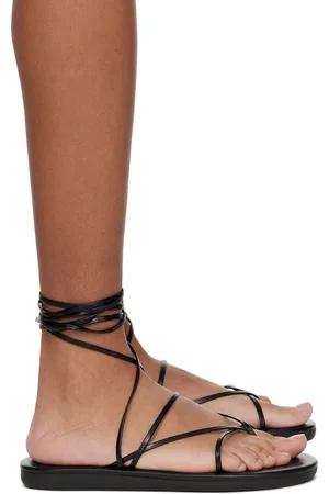 Ancient Greek Sandals Tongs noires à brides