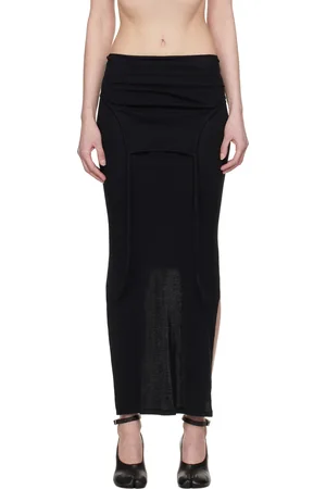 ECKHAUS LATTA Jupe midi noire à panneau replié
