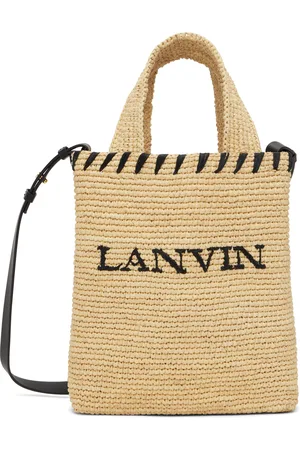 Lanvin Nano sac beige en raphia à logo