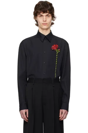 Simone Rocha Chemise noire à appliqué floral