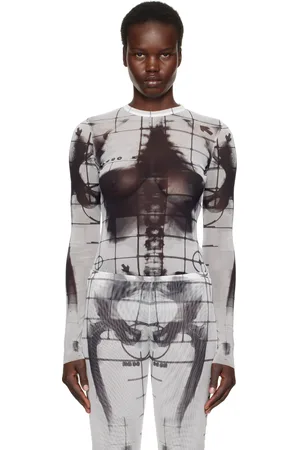 Jean Paul Gaultier T-shirt blanc et noir à imprimé Squeletor