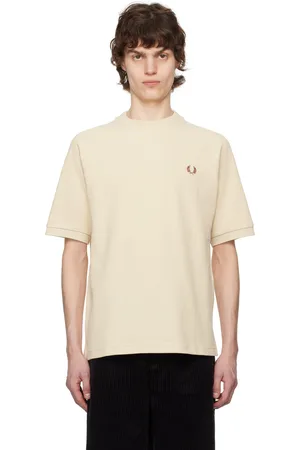 Fred Perry T-shirt beige en jersey côtelé à manches raglan
