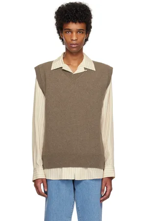 Rohe Gilet décontracté taupe en tricot de laine bouillie
