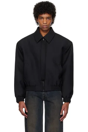 Fax Copy Express Blouson noir à glissière et à épaulettes