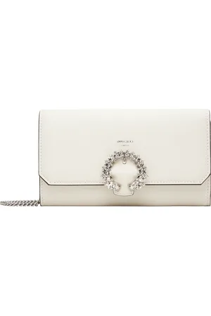 Jimmy Choo Sac portefeuille blanc cassé à chaine et à ornements facettés
