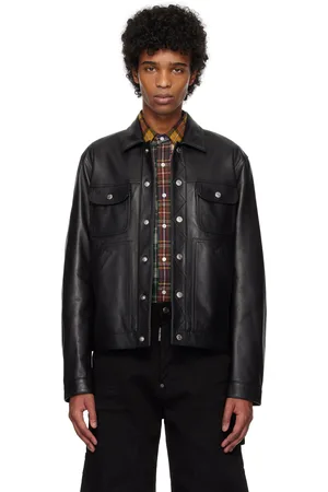 Dsquared2 Blouson droit Jean noir en cuir
