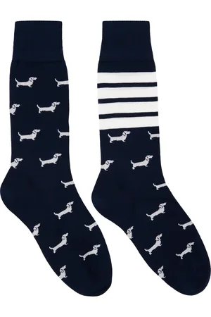 Thom Browne Chaussettes hauteur mi-mollet bleu marine à logos Hector et à quatre rayures