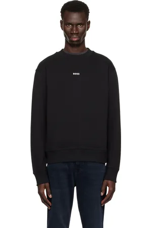 HUGO BOSS Pull molletonné décontracté noir à logo contrastant