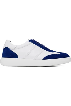 BRIONI Baskets Olympia bleu marine et blanc