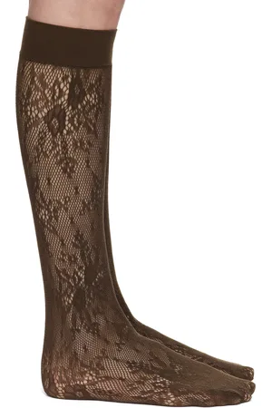 Swedish Stockings Chaussettes hauteur genou Rosa brunes en dentelle