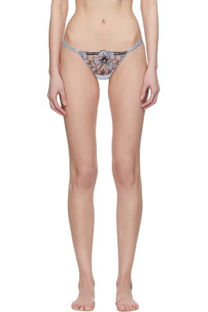 FLEUR DU MAL String Harper bleu à motif brodé