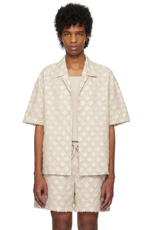 LE 17 SEPTEMBRE Chemise beige à motif argyle en jacquard