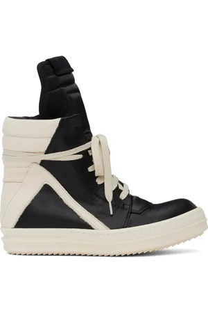 Rick Owens Baskets Geobasket noir et blanc cassé - Hollywood