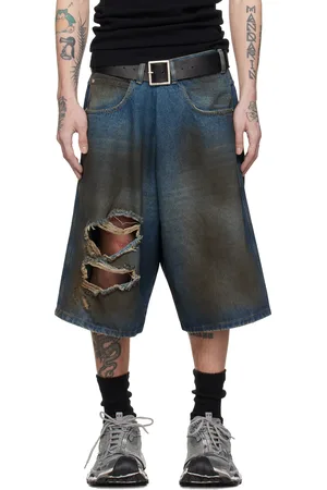 LU’U DAN Short Kriss Kross bleu en denim