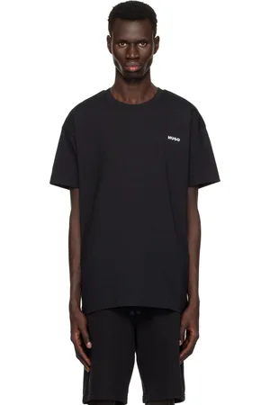 HUGO BOSS T-shirt noir en coton extensible à logo imprimé