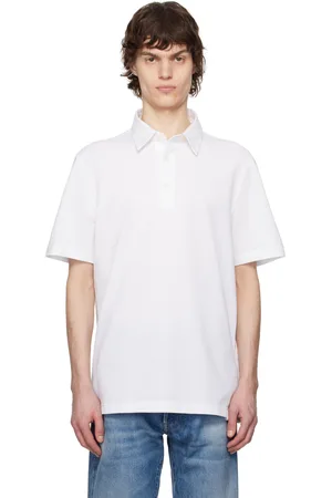BRIONI Polo blanc en piqué de coton