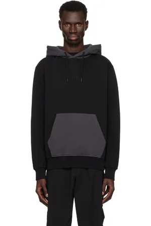 HUGO BOSS Pull à capuche noir à logo brodé
